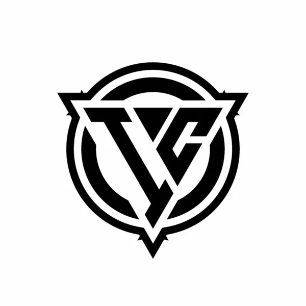 Logotipo Con Forma Triángulo Círculo Con Plantilla Diseño Redondeado Contorno — Vector de stock