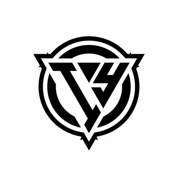 Logo Avec Forme Triangle Cercle Avec Contour Arrondi Modèle Conception — Image vectorielle