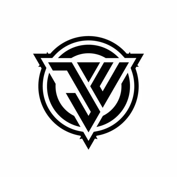 白い背景に丸みを帯びたデザインのテンプレートと三角形と円を持つJuのロゴ — ストックベクタ