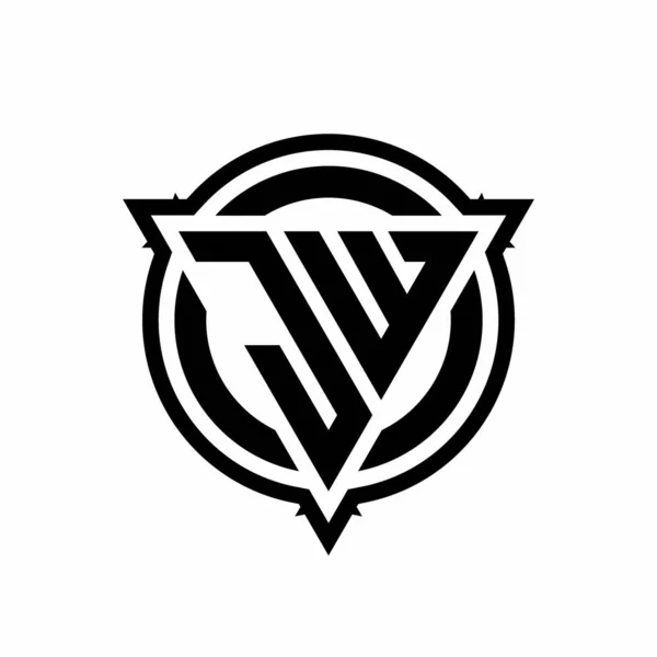 Логотип Треугольной Формой Кругом Округлым Рисунком Изолированным Белом Фоне — стоковый вектор