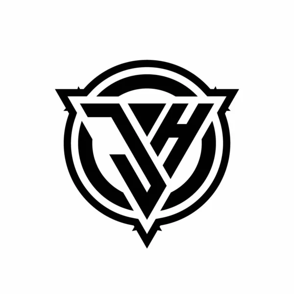 Logo Trojúhelníkovým Tvarem Kruhem Obrysem Zaoblená Designová Šablona Izolovaná Bílém — Stockový vektor