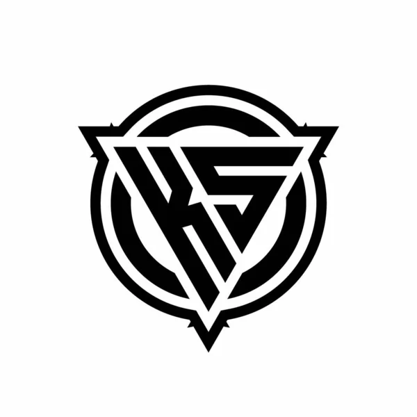 Logosu Üçgen Şeklinde Yuvarlak Dizayn Şablonuyla Beyaz Arkaplanda Izole Edilmiş — Stok Vektör