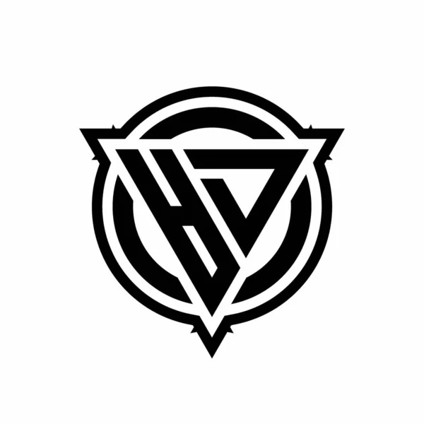 Logo Trojúhelníkovým Tvarem Kruhem Obrysem Zaoblené Design Šablony Izolované Bílém — Stockový vektor