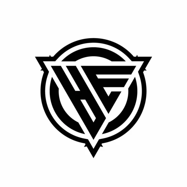 Logo Trójkątnym Kształtem Okręgiem Zarysem Zaokrąglonego Wzoru Odizolowanego Białym Tle — Wektor stockowy