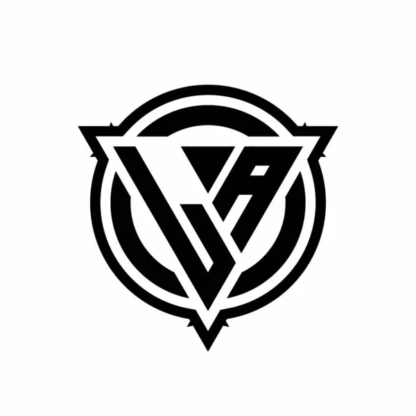 白い背景に丸みを帯びたデザインのテンプレートと三角形と円を持つLaロゴ — ストックベクタ