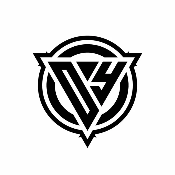 白い背景に丸みを帯びたデザインのテンプレートと三角形と円を持つOyロゴ — ストックベクタ