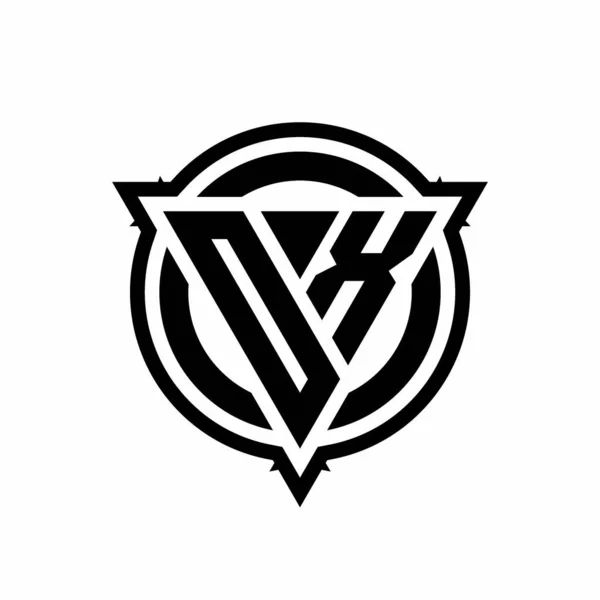Логотип Треугольной Формой Кругом Округлым Рисунком Изолированным Белом Фоне — стоковый вектор