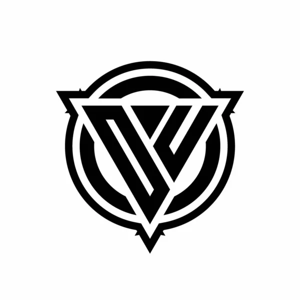 Logo Trojúhelníkovým Tvarem Kruhem Zaoblenou Šablonou Designu Izolované Bílém Pozadí — Stockový vektor