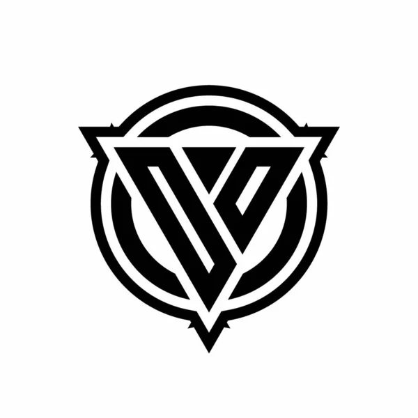 白い背景に孤立アウトライン丸みを帯びたデザインテンプレートと三角形の形状と円を持つOoロゴ — ストックベクタ