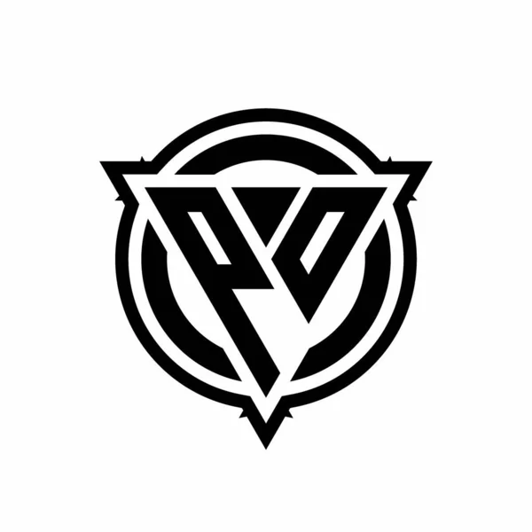 Logo Trójkątnym Kształtem Okrąg Obrysem Zaokrąglony Wzór Odizolowany Białym Tle — Wektor stockowy