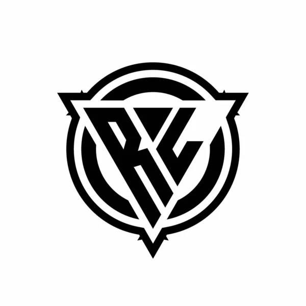 Logo Con Forma Triangolo Cerchio Con Contorno Modello Design Arrotondato — Vettoriale Stock