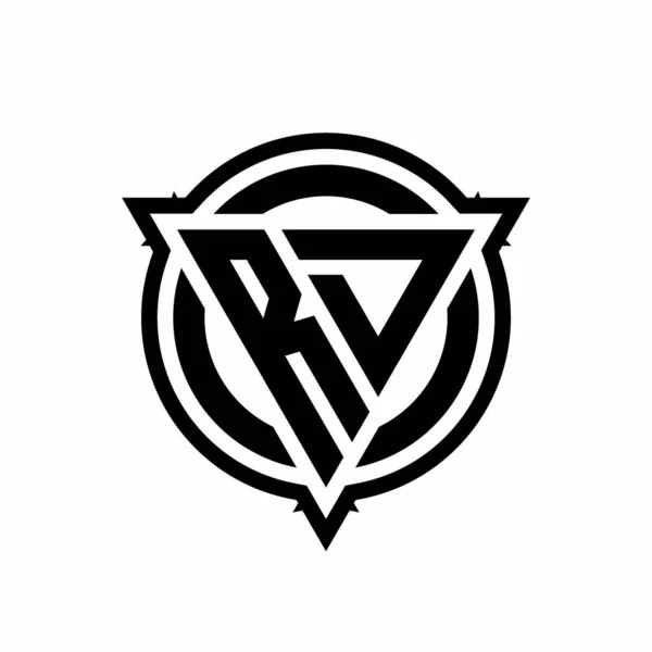 Logo Con Forma Triangolo Cerchio Con Contorno Modello Design Arrotondato — Vettoriale Stock