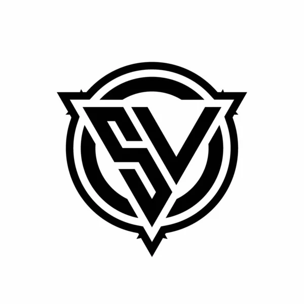 Logotipo Con Forma Triángulo Círculo Con Contorno Redondeado Plantilla Diseño — Vector de stock