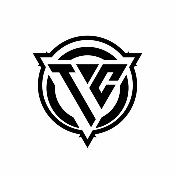 Logo Met Driehoekige Vorm Cirkel Met Omtrek Afgerond Ontwerp Template — Stockvector