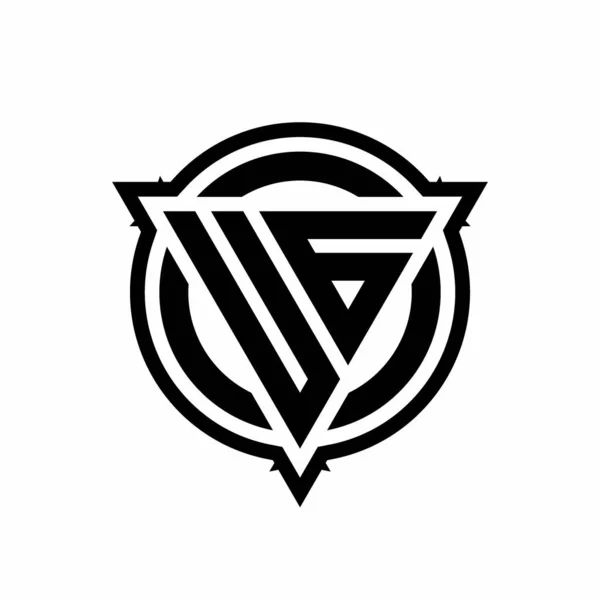 Logo Kształcie Trójkąta Okrąg Obrysem Zaokrąglony Wzór Odizolowany Białym Tle — Wektor stockowy