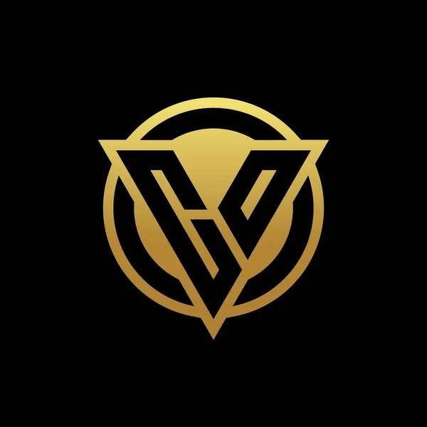 Logo Monogramm Mit Dreiecksform Und Kreisrundem Stil Isoliert Auf Goldfarben — Stockvektor