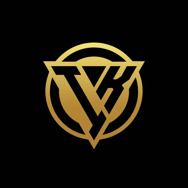 Logo Monogramm Mit Dreiecksform Und Kreisrundem Stil Isoliert Auf Goldfarben — Stockvektor
