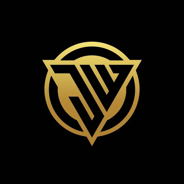 Logo Monogram Trojúhelníkem Tvar Kruh Zaoblený Styl Izolované Zlaté Barvy — Stockový vektor