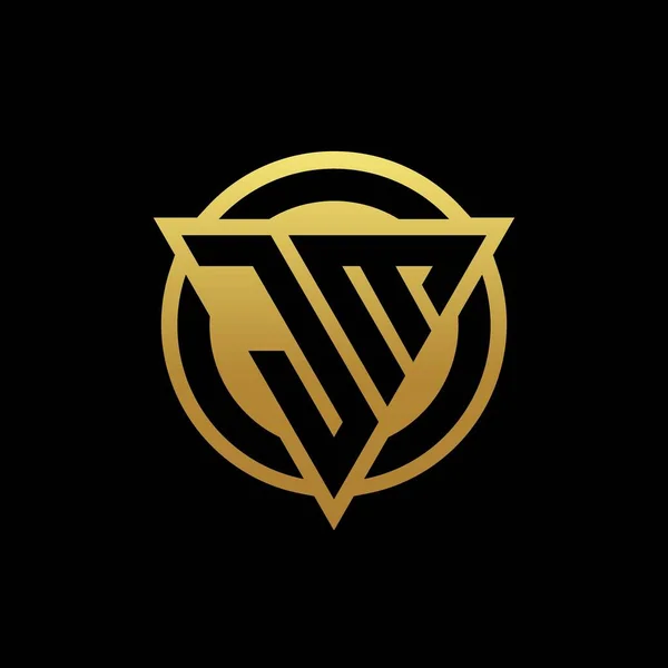 Logo Monogram Trojúhelníkovým Tvarem Kruhovým Stylem Izolované Zlatých Barvách Černé — Stockový vektor