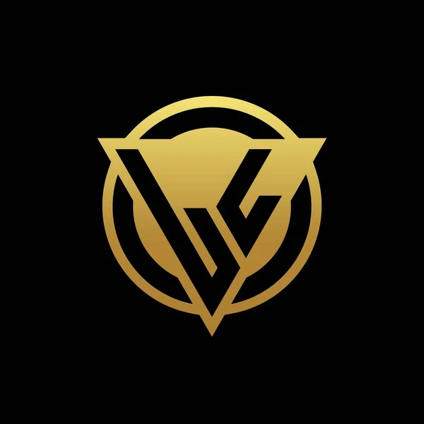 Logo Monogram Trojúhelníkem Tvar Kruh Zaoblený Styl Izolované Zlaté Barvy — Stockový vektor