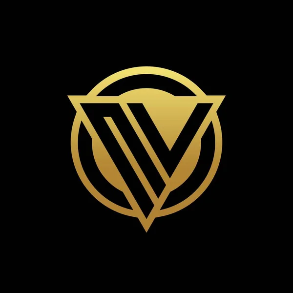 Logo Monogram Met Driehoekige Vorm Cirkel Afgeronde Stijl Geïsoleerd Goud — Stockvector