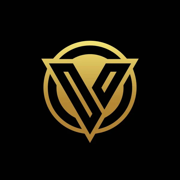 金の色と黒の背景デザインテンプレートに隔離された三角形の形状と円の丸みを帯びたスタイルを持つOoロゴのモノグラム — ストックベクタ