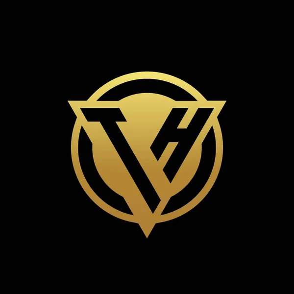 Logo Monogramm Mit Dreiecksform Und Kreisrundem Stil Isoliert Auf Goldfarben — Stockvektor