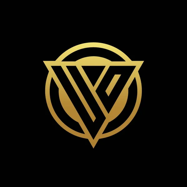 Logo Monogram Trojúhelníkovým Tvarem Kruhovým Stylem Izolované Zlatých Barvách Černé — Stockový vektor