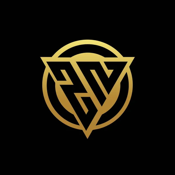 Logo Monogram Met Driehoek Vorm Cirkel Afgeronde Stijl Geïsoleerd Gouden — Stockvector