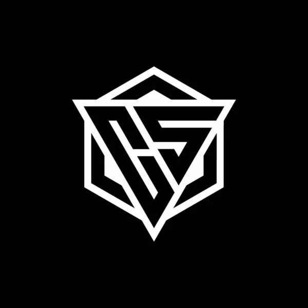 Monograma Logotipo Com Combinação Forma Triangular Hexágono Isolada Nas Cores — Vetor de Stock