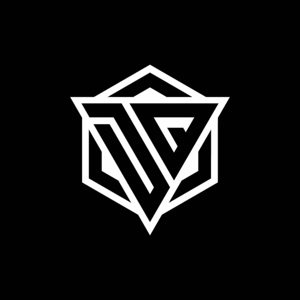 Arkaya Beyaz Renklere Izole Edilmiş Üçgen Altıgen Şekilli Logosu — Stok Vektör