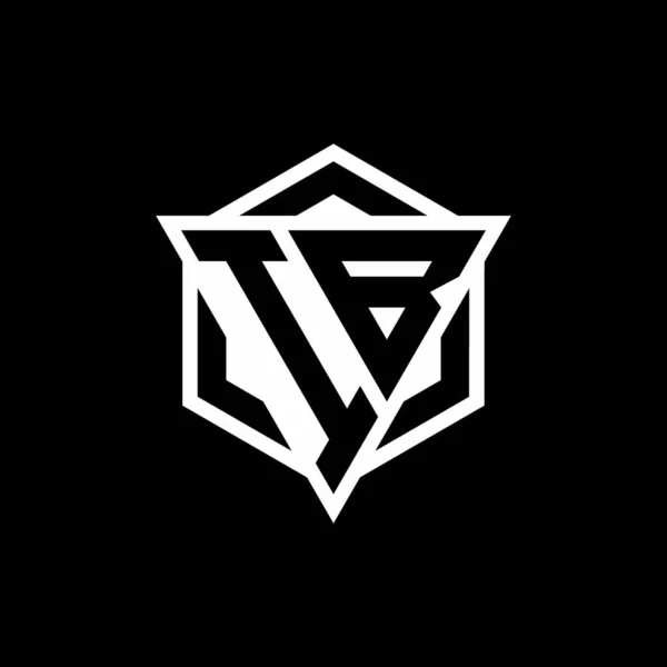 Logo Monogram Met Driehoek Zeshoek Combinatie Geïsoleerd Rug Witte Kleuren — Stockvector