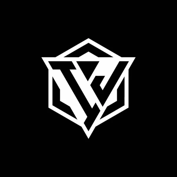 Logo Monogram Triangle Hexagon Shape Combination Isolated Back White Colors — Stock Vector