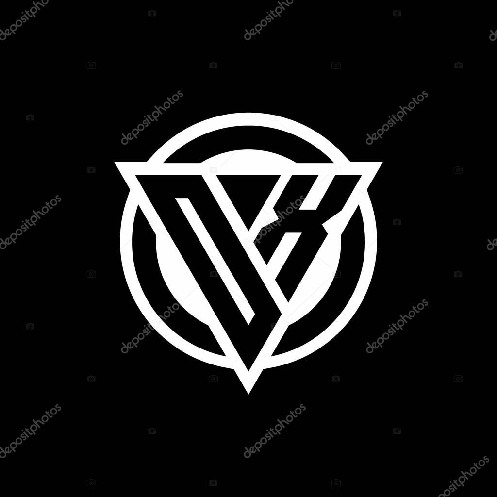 OX logo with negative space triangle shape and circle rounded design template isolated on black background