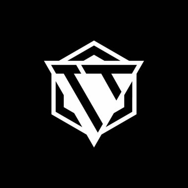 Arkaya ve beyaz renklere izole edilmiş üçgen ve altıgen şekilli TT logosu