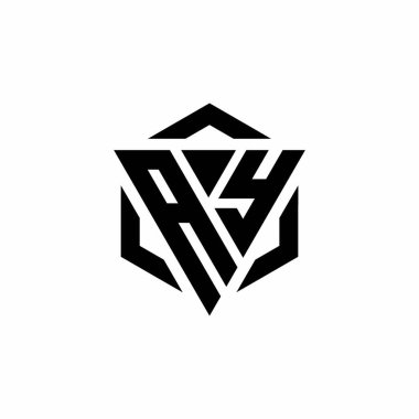 Beyaz arkaplanda izole edilmiş AY Logo üçgeni ve altıgen modern tasarım şablonu