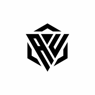 Beyaz arkaplanda izole edilmiş AU Logo üçgeni ve altıgen modern tasarım şablonu