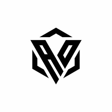 Beyaz arkaplanda izole edilmiş AO Logo üçgeni ve altıgen modern tasarım şablonu