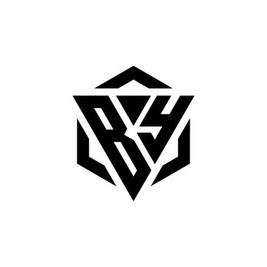 Beyaz arkaplanda izole edilmiş üçgen ve altıgen modern tasarım şablonu ile logo monogramı