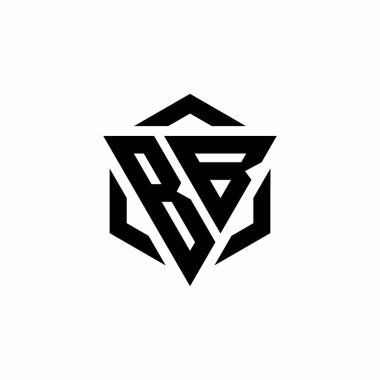 Beyaz arkaplanda izole edilmiş BB Logo üçgeni ve altıgen modern tasarım şablonu
