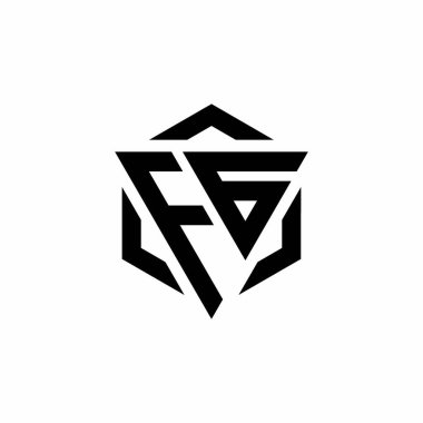 Beyaz arkaplanda izole edilmiş FG Logo üçgeni ve altıgen modern tasarım şablonu