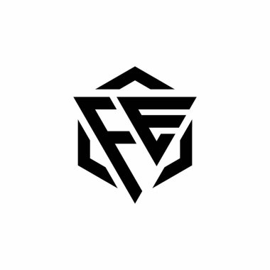 FE Logo üçgeni ve altıgen modern tasarım şablonu beyaz arkaplanda izole edilmiş