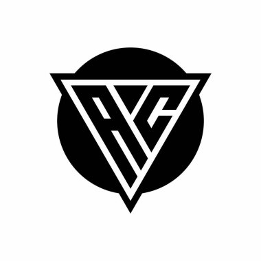 Beyaz arkaplanda izole edilmiş AC logosu ve çember şekil şablonu