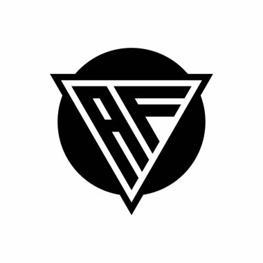 Beyaz arkaplanda izole edilmiş AF logosu ve çember şekil şablonu