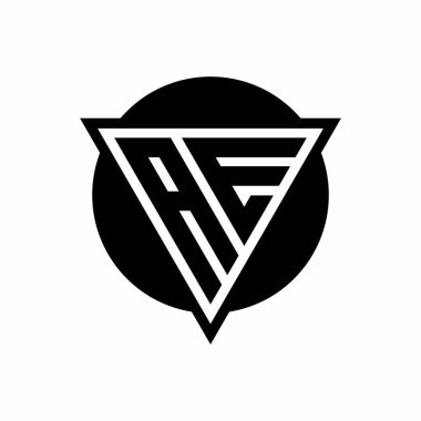 Beyaz arkaplanda izole edilmiş AE logosu ve çember şekil şablonu