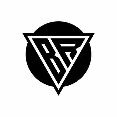 Eksi uzay üçgenli BR logosu ve beyaz arkaplanda izole edilmiş daire şeklindeki tasarım şablonu