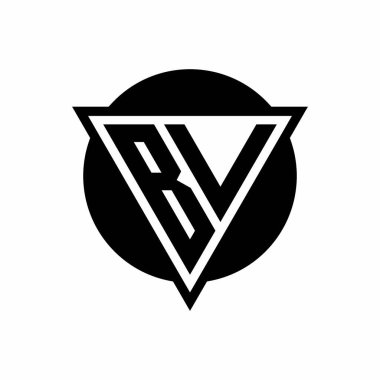 Eksi uzay üçgenli BV logosu ve beyaz arkaplanda izole edilmiş daire şeklindeki tasarım şablonu