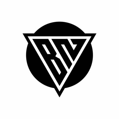 Eksi uzay üçgenli BN logosu ve beyaz arkaplanda izole edilmiş daire şeklinde tasarım şablonu