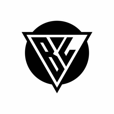 Eksi uzay üçgenli BL logosu ve beyaz arkaplanda izole edilmiş daire şeklindeki tasarım şablonu