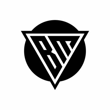 BM logosu negatif uzay üçgeni ve daire şekli şablonu beyaz arkaplanda izole edilmiş